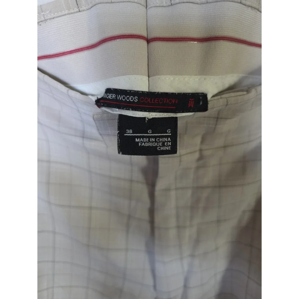 Tiger Woods Collection Golf Short Men 36 Plaid Tan Beige Flat Front